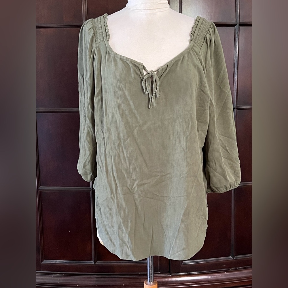 Torrid olive green peasant blouse